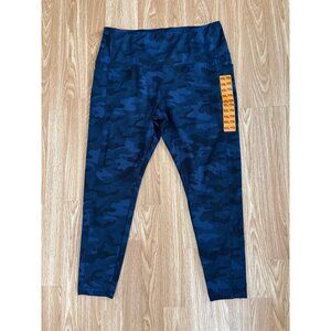 Danskin Leggings XXL Womens Navy Camo High Waist With Side Pockets NEW